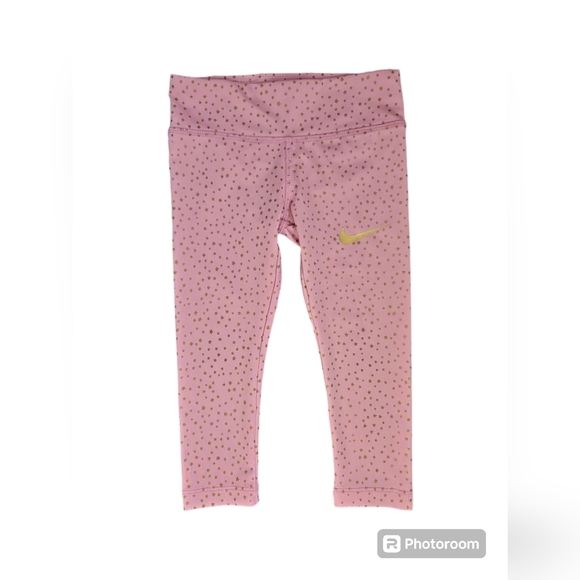 Nike Girls Leggings Pink Gold Size XS 3-4 - Picture 1 of 4